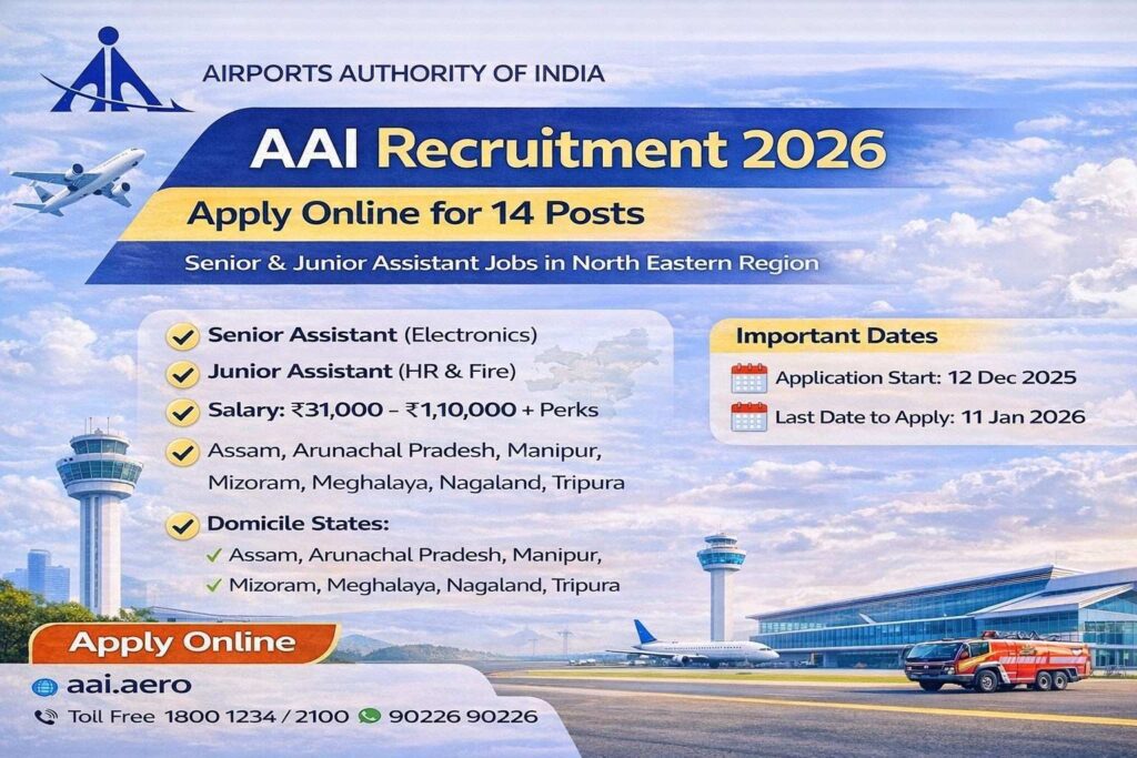 AAI Recruitment 2026 Apply Online for Senior Assistant & Junior Assistant Posts in North Eastern Region
