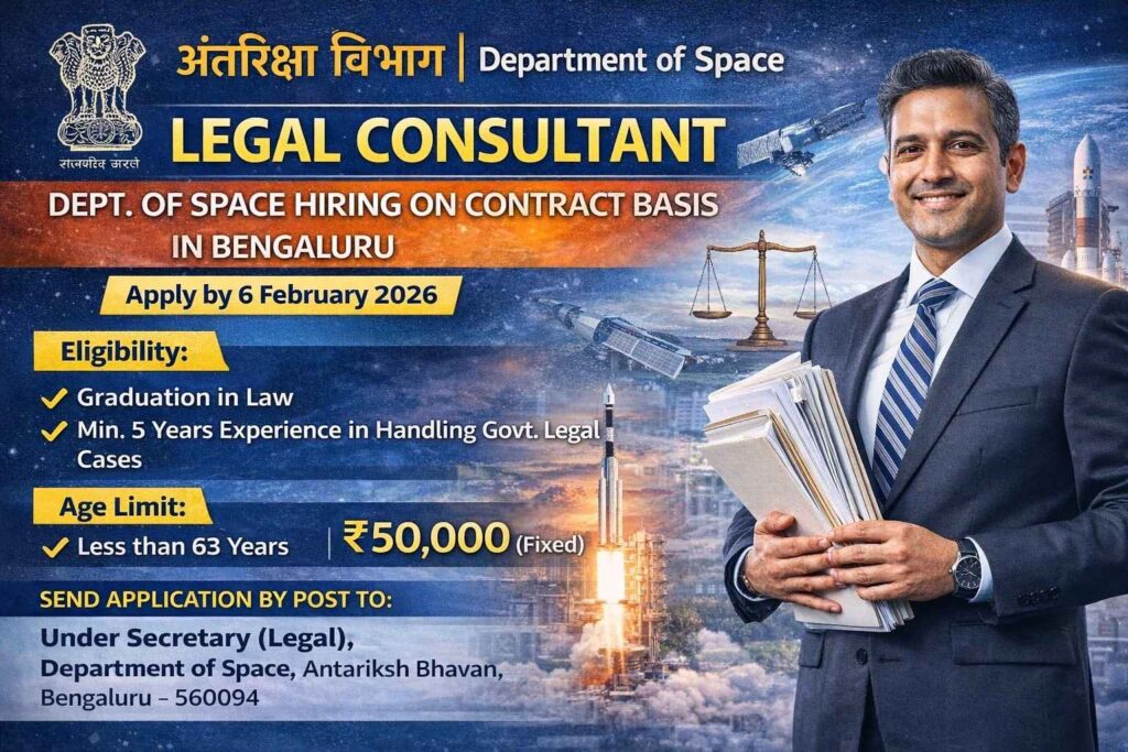 ISRO Hiring 2026 Legal Consultant on Contract Basis in Bengaluru Apply by 6 February 2026