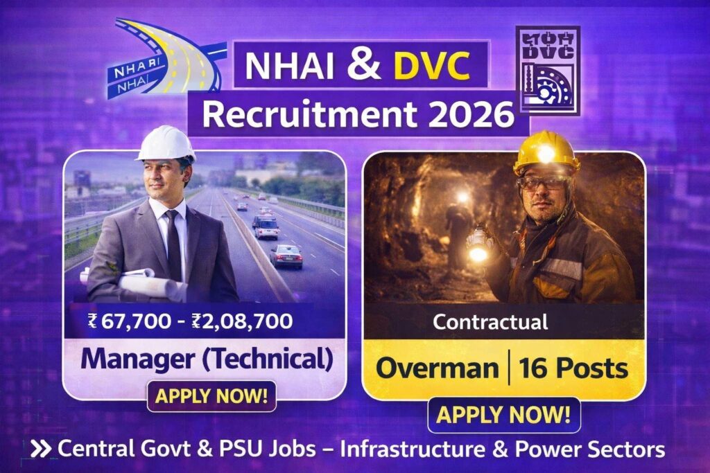 NHAI and DVC Release Recruitment 2026 Notices for Manager and Overman Posts
