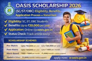 Oasis Scholarship 2026 (SCSTOBC) Eligibility, Benefits, Application Process and Status Check to Complete Guide