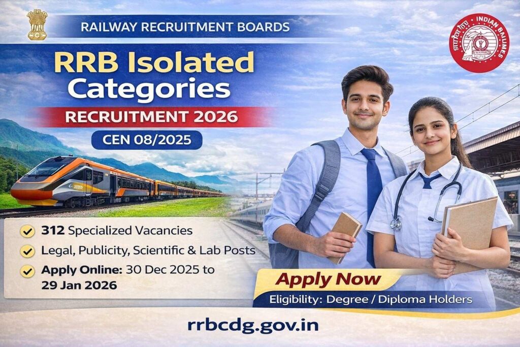 RRB Recruitment 2026 Isolated Categories Apply Online for 312 Posts