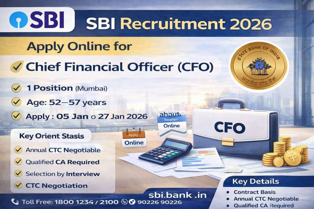 SBI Recruitment 2026 Invites Applications for Chief Financial Officer Post on Contract Basis
