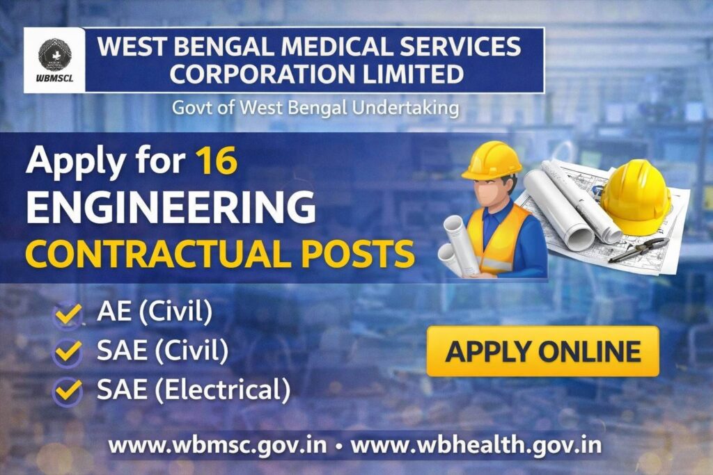 WBMSCL Recruitment 2026 Invites Applications for 16 Contractual Engineering Posts