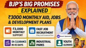 Viral BJP Promise List | 3000 Monthly Aid, Jobs, DA Update and Infrastructure Plans Viral BJP Promise List | 3000 Monthly Aid, Jobs, DA Update and Infrastructure Plans