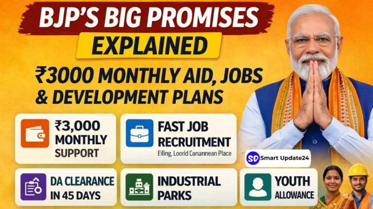 Viral BJP Promise List | 3000 Monthly Aid, Jobs, DA Update and Infrastructure Plans Viral BJP Promise List | 3000 Monthly Aid, Jobs, DA Update and Infrastructure Plans