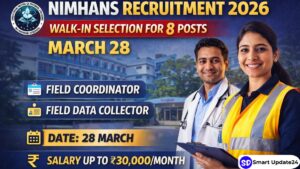 NIMHANS Recruitment 2026 Walk-in Selection for Field Coordinator and Data Collector Posts on March 28
