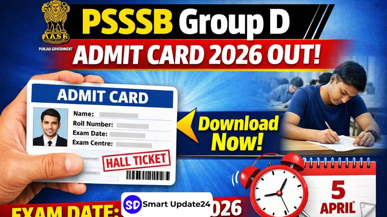 PSSSB Group D Admit Card 2026 Released: Download Hall Ticket for April 5 Exam PSSSB Group D Admit Card 2026