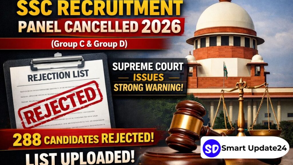 SSC Recruitment Panel Cancelled 2026 (Group C and Group D) Supreme Court Issues Strong Warning - Rejection list of 288 candidates uploaded
