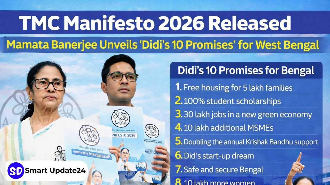 TMC Manifesto 2026 Released: Mamata Banerjee Unveils ‘Didi’s 10 Promises’ for West Bengal TMC Manifesto 2026 Released