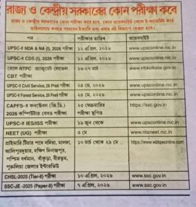 Upcoming Government Exams 2026