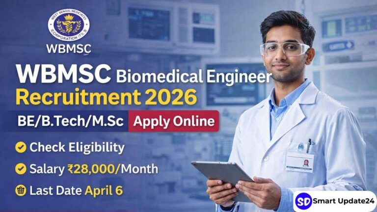 WBMSC Biomedical Engineer Vacancy 2026 | Apply Online BE/B.Tech/M.Sc – Check Eligibility, Salary & Last Date WBMSC Biomedical Engineer Vacancy 2026 Apply Online BEB.TechM.Sc – Check Eligibility, Salary & Last Date