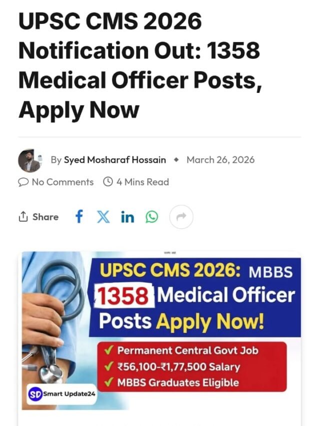 1358 Medical Officer Posts, Apply Now