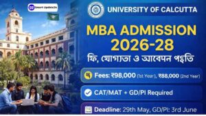 Calcutta University MBA Admission 2026-28 Total 38 Seats –Official Notification, Fees, Eligibility, Dates and Application Process